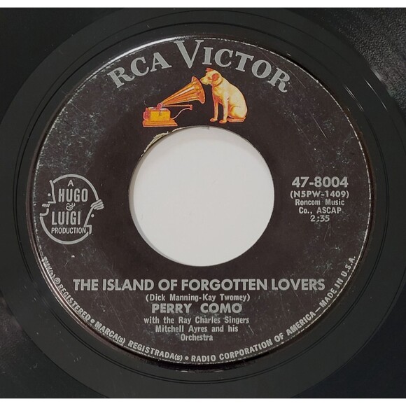 Perry Como Caterina / The Island Of Forgotten Lovers 45 RPM RCA VG Pop '62 - Picture 2 of 2